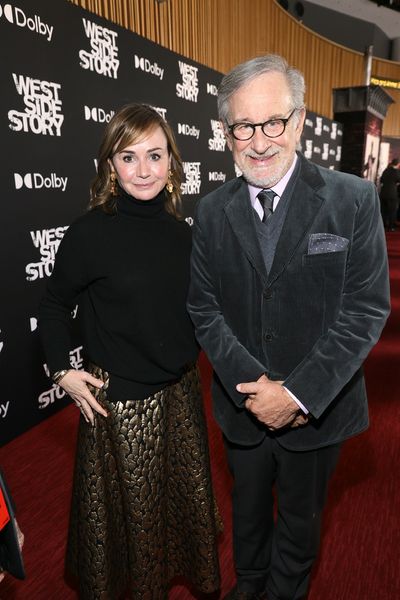 NEW YORK, NEW YORK - NOVEMBER 29: Kristie Macosko Krieger (L) and Steven Spielberg at Photo