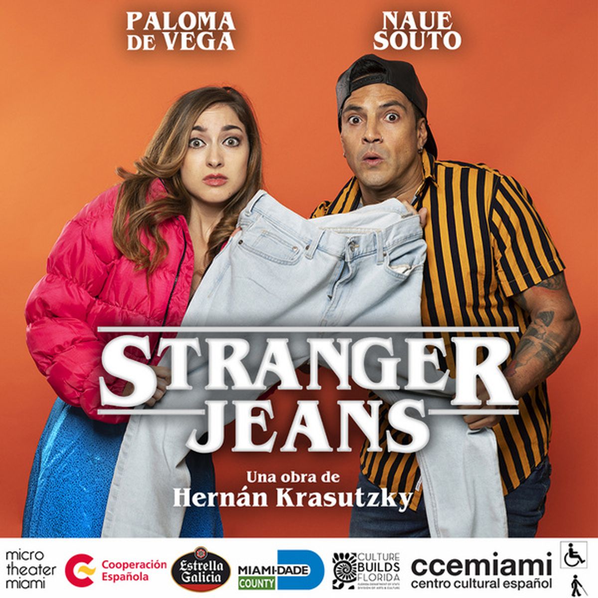 Strange jeans  Gloria, along with her boyfriend Fran, visit her recently deceased uncle''s house in search of clothes for a ?garage sale?. Fran tries on the classic jeans of Tio Pedro and he incarnat at The Spanish Cultural Center to Present Works by Hernán Krasutzky at Micro Theatre Miami