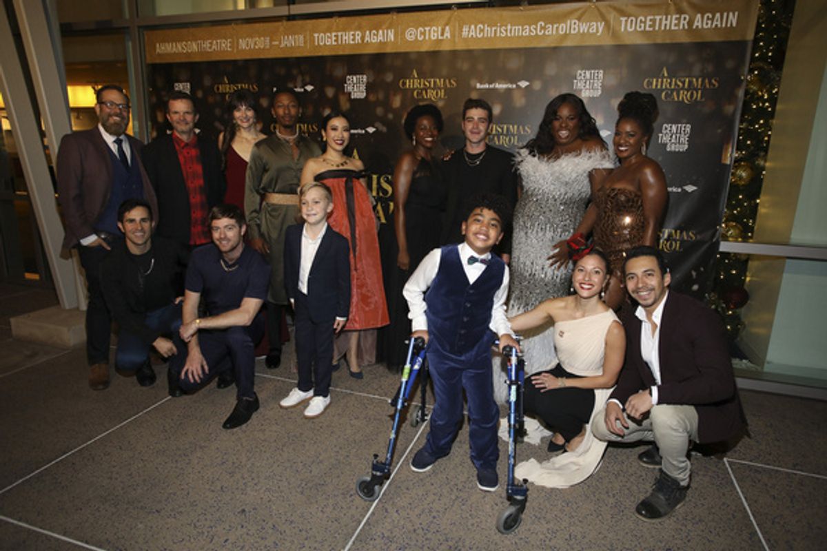 The cast pose before the opening night performance of ?A Christmas Carol? at Center Theatre Group/Ahmanson Theatre on Dec. 1, 2021, in Los Angeles, California. (Photo by Nicholas Gingold/Capture Imagi at Photos: Inside Opening Night of A CHRISTMAS CAROL At Center Theatre Group