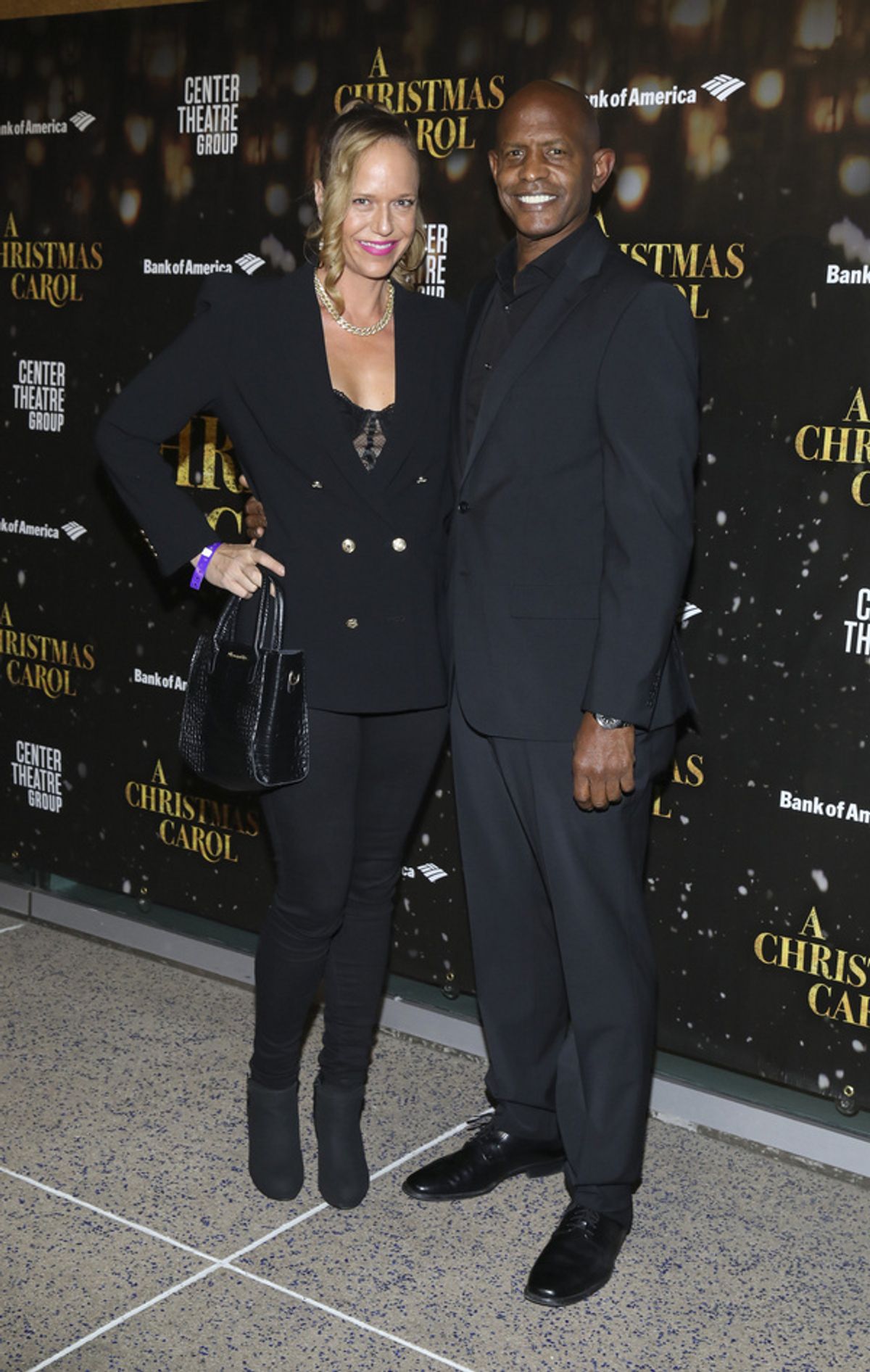 From left, South LA Cafe Community Foundation Founders Celia Ward-Wallace and Joe Ward-Wallace arrive for the opening night performance of ?A Christmas Carol? at Center Theatre Group/Ahmanson Theatre at Photos: Inside Opening Night of A CHRISTMAS CAROL At Center Theatre Group
