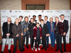 Alex Csillag, James Byous, Michael Thomas Grant, Rex Smith, Doug Kreeger, Darrell Morris Jr., JJ Barton, Brian McKnight Jr., Conor Jack Kowalski, Aaron Lazar, Anthony Federov, Ian Ward, and Tom Zmuda @ BroadwayWorld Alex Csillag, James Byous, Michael Thomas Grant, Rex Smith, Doug Kreeger, Darrell Mor Photo