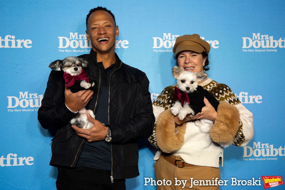 Emerson Brooks, Marcia Gay Harden with Tinkerbelle and Belle at 