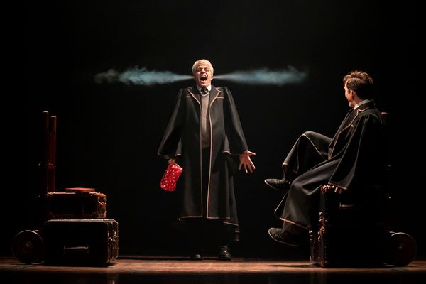 Brady Dalton Richards as Scorpius Malfoy and James Romney as Albus Potter
 Photo