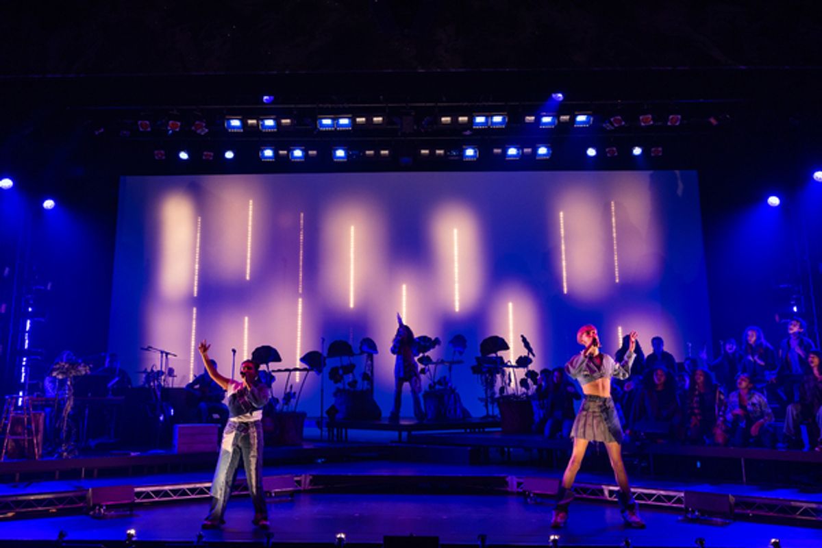 Paravis Das and Luke Ferrari with members of the
Boston Children’s Chorus at Photos: First Look at Idina Menzel & More in WILD: A MUSICAL BECOMING