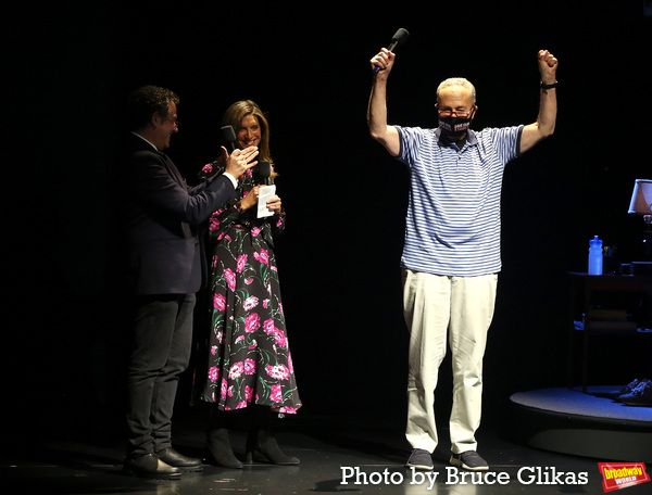 Producer Stacey Mindich and Director Michael Greif and U.S. Senator Chuck Schumer of  Photo