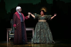 Craig Wallace as Ebenezer Scrooge and Rayanne Gonzales as Spirit of Christmas Present @ BroadwayWorld Craig Wallace as Ebenezer Scrooge and Rayanne Gonzales as Spirit of Christmas Present Photo