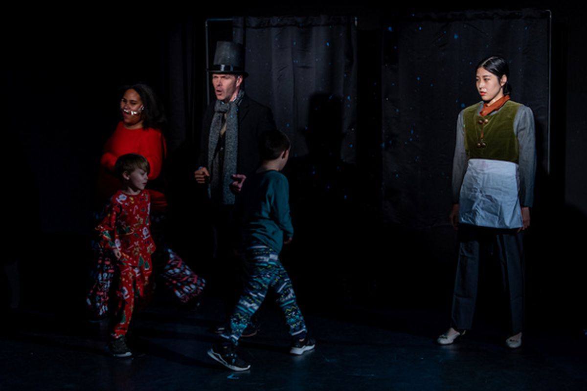 Russ Cusick, Jessy Juehi Li, Jack Fadner, Charlemagne Fadner and Mackenzie Chestnut in Bah Humbug at Photos: First Look at the Cast of THE GHOSTS ALL AROUND YOU Opening At MSTDA