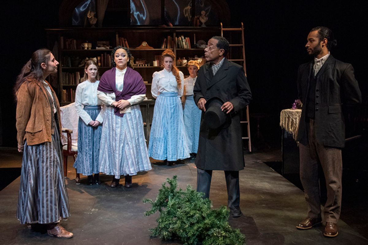 Marielle Issa (as Jo), Paola Morales (as Beth), Donnie Hammond (as Marmee), Caitlin Ort (as Meg), Cara DiPietro (as Amy), Frank X (as Mr. Laurence), Jordan Dobson at 