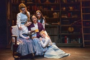 Caitlin Ort (as Meg), Paola Morales (as Beth), Donnie Hammond (as Marmee), Marielle Issa (as Jo), Cara DiPietro (as Amy) @ BroadwayWorld Caitlin Ort (as Meg), Paola Morales (as Beth), Donnie Hammond (as Marmee), Marielle I Photo