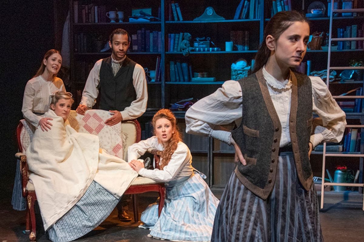 Paola Morales (as Beth), Cara DiPietro (as Amy), Jordan Dobson (as Laurie), Caitlin Ort (as Meg), Marielle Issa at 