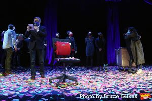 Artistic Director and CEO of The Shed Alex Poots with Cecily Strong,  production team Photo