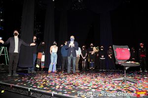 Artistic Director and CEO of The Shed Alex Poots with Cecily Strong,  production team Photo