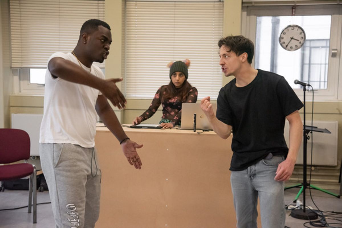 Justice Ritchie, Neeta Sarl, and Lucas Button at Photos: Inside Rehearsal For HUMAN NURTURE