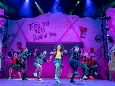 Philippe Arroyo, Ashley LaLonde and Kelly McIntyre with ensemble Photo