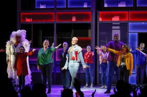 (Center) Cast member Layton Williams during the curtain call for the North American premiere of the West End hit musical “Everybody’s Talking About Jamie” at Center Theatre Group/Ahmanson Theatre on January 21, 2022, in Los Angeles, California. (Photo by Ryan Miller/Capture Imaging) @ BroadwayWorld (Center) Cast member Layton Williams during the curtain call for the North American p Photo