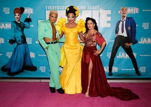From left, cast members Layton Williams, Bianca Del Rio and Hiba Elchikhe arrive before the North American premiere of the West End hit musical “Everybody’s Talking About Jamie” at Center Theatre Group/Ahmanson Theatre on January 21, 2022, in Los Angeles, California. (Photo by Ryan Miller/Capture Imaging) @ BroadwayWorld From left, cast members Layton Williams, Bianca Del Rio and Hiba Elchikhe arrive befo Photo