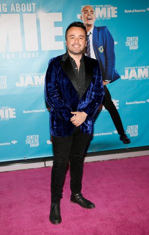 Actor Justin Jones arrives before the North American premiere of the West End hit musical “Everybody’s Talking About Jamie” at Center Theatre Group/Ahmanson Theatre on January 21, 2022, in Los Angeles, California. (Photo by Ryan Miller/Capture Imaging) @ BroadwayWorld Actor Justin Jones arrives before the North American premiere of the West End hit mus Photo