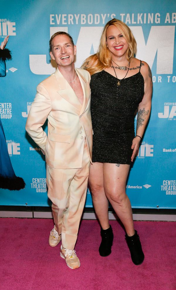 From left, composer Dan Gillespie Sells and actor Shakina Nayfack arrive before the N Photo