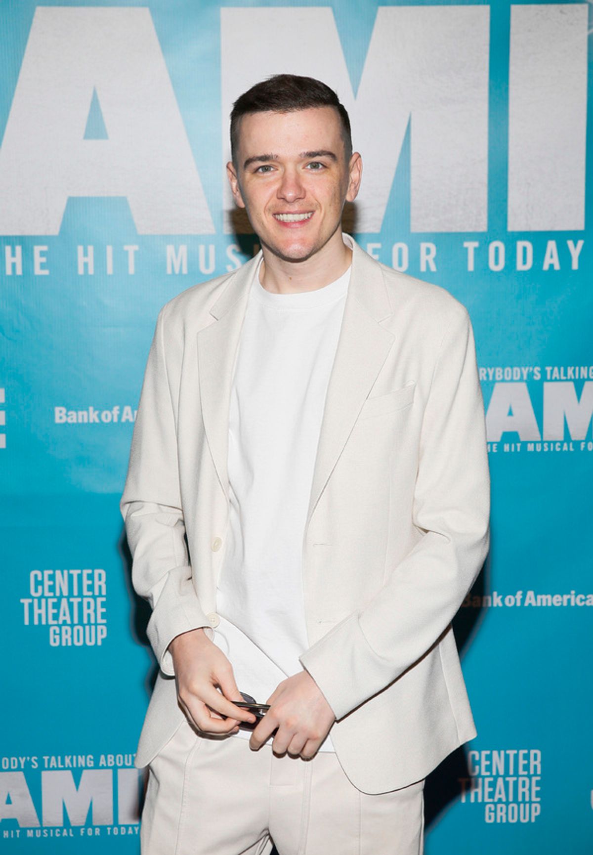 Cast member George Sampson arrives before the North American premiere of the West End hit musical “Everybody’s Talking About Jamie” at Center Theatre Group/Ahmanson Theatre on January 21, 2022, in Los Angeles, California.  (Photo by Ryan Miller/Capture Imaging) at 