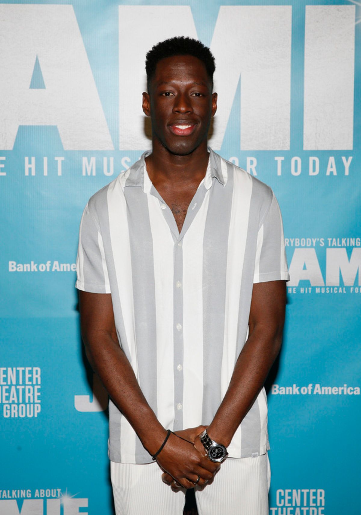 Cast member Richard Appiah-Sarpong arrives before the North American premiere of the West End hit musical “Everybody’s Talking About Jamie” at Center Theatre Group/Ahmanson Theatre on January 21, 2022, in Los Angeles, California.  (Photo by Ryan Miller/Capture Imaging) at 