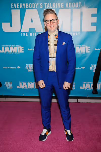 Book writer/lyricist Tom MacRae arrives before the North American premiere of the Wes Photo