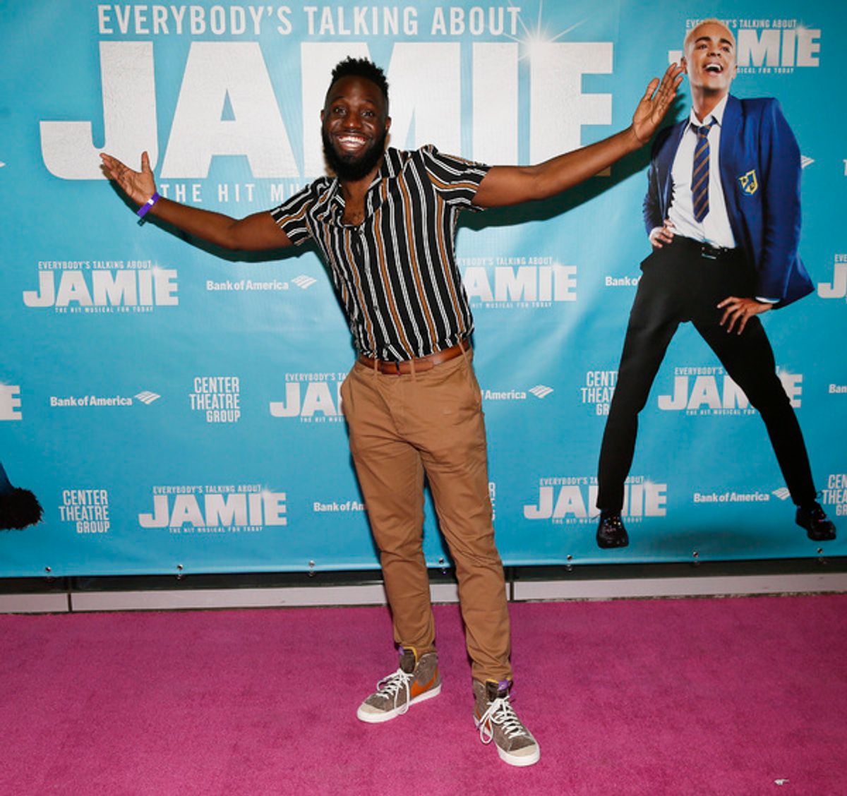 Actor Juju Green arrives before the North American premiere of the West End hit musical “Everybody’s Talking About Jamie” at Center Theatre Group/Ahmanson Theatre on January 21, 2022, in Los Angeles, California.  (Photo by Ryan Miller/Capture Imaging) at 