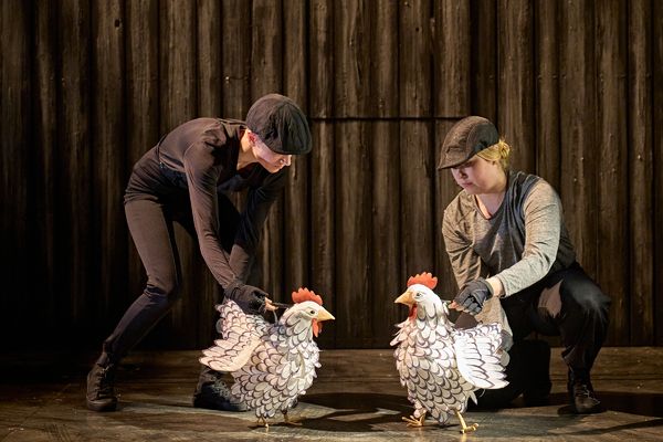 Hens (puppeteers Edie Edmundson and Darcy Collins)  Photo