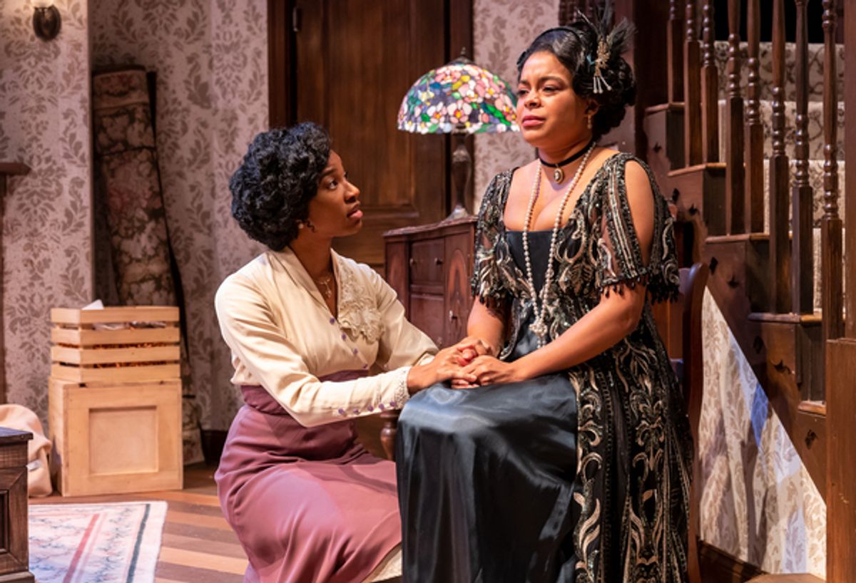 Annelle (Ayanna Bria Bakari, right) doesn’t believe her sister Janet (Jaye Ladymore) should dig into the history revealed in their mother's diaries.
 at 