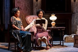Janet (Jaye Ladymore, right) encourages her reticent sister Annelle (Ayanna Bria Bakari) to listen to the words from their mother’s diaries.
@ BroadwayWorld Janet (Jaye Ladymore, right) encourages her reticent sister Annelle (Ayanna Bria Baka Photo