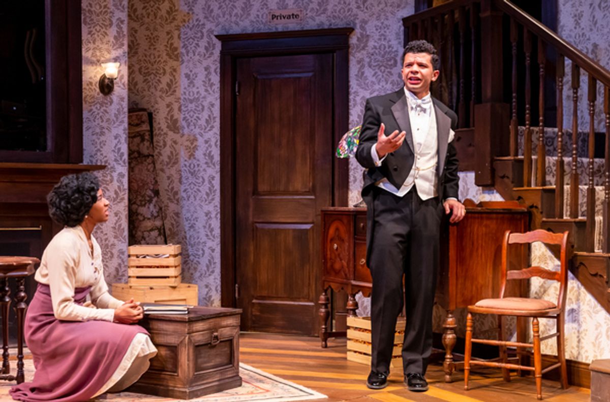 Janet (Jaye Ladymore, left) and Franklin (Xavier Edward King) discover that they share a passion for making change in the world. at Photos: First Look at TimeLine Theatre's World Premiere of RELENTLESS