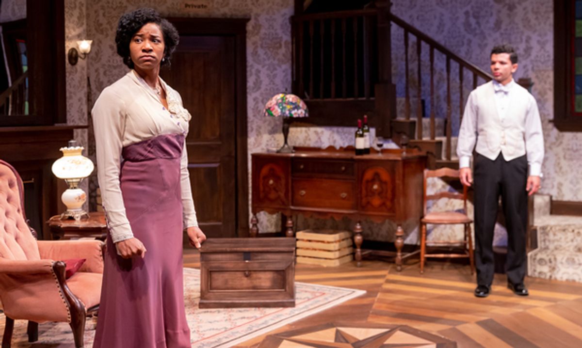 Janet (Jaye Ladymore, left) and Franklin (Xavier Edward King) dream of making dramatic change in the world. at Photos: First Look at TimeLine Theatre's World Premiere of RELENTLESS