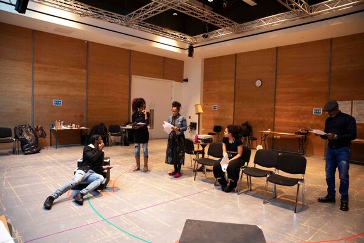 Company at Photos: Inside Rehearsal For RUNNING WITH LIONS at the Lyric Hammersmith