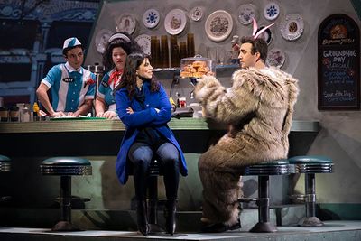 Phoebe González as Rita and Jake Morrissy as Punxsutawney Phil  Photo