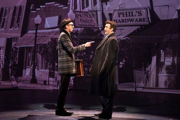 Kyle Adams (left) plays insurance salesman Ned Ryerson and Alex Syiek is TV weatherma Photo