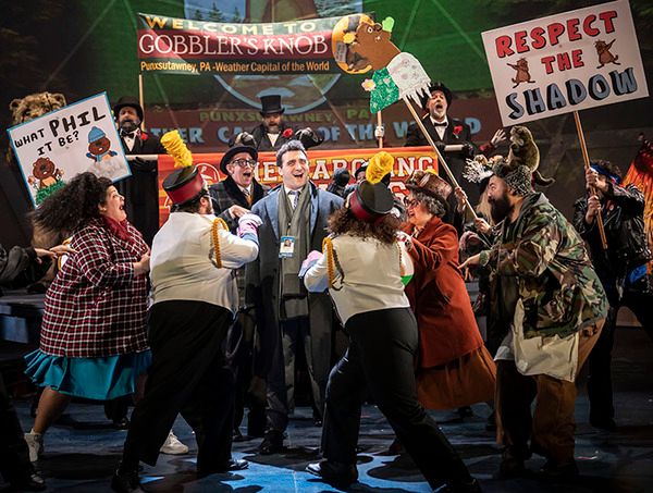 Alex Syiek (center) and the cast of Groundhog Day: The Musical  Photo