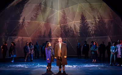 Phoebe González (left) plays Rita and Alex Syiek is Phil Connors Photo