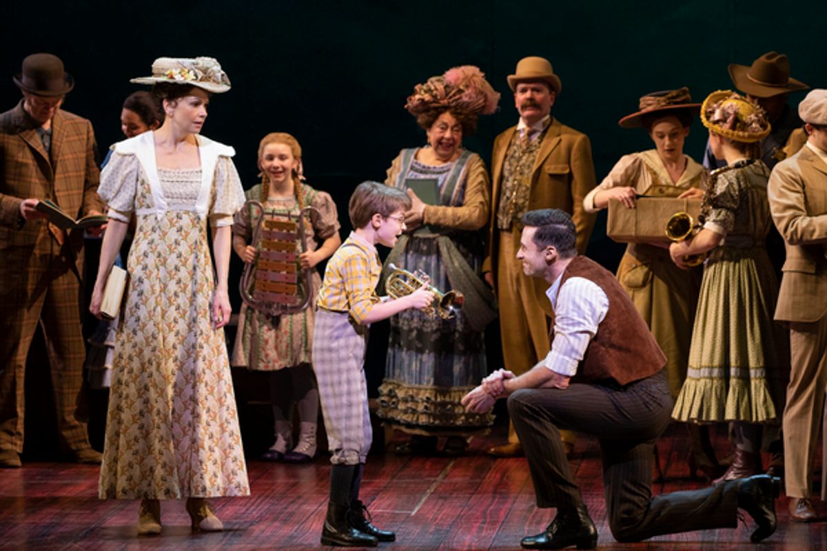 Sutton Foster, Benjamin Pajak, HUgh Jackman and cast at 