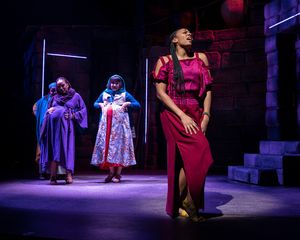 Phoenix Best as Mary backed by the Nazarene Girls (Jade Jones, Adelina Mitchell, and Chani Wereley) in "A.D. 16" at Olney Theatre Center.
@ BroadwayWorld Phoenix Best as Mary backed by the Nazarene Girls (Jade Jones, Adelina Mitchell, and Photo