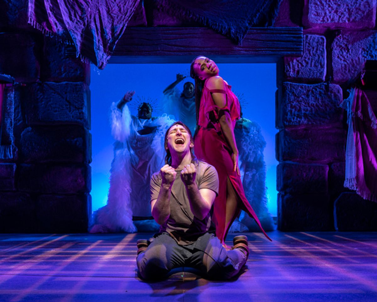 Phoenix Best as Mary and Ben Fankhauser as Jesus in a fantasy scene from 'A.D. 16' at Olney Theatre Center.
 at 