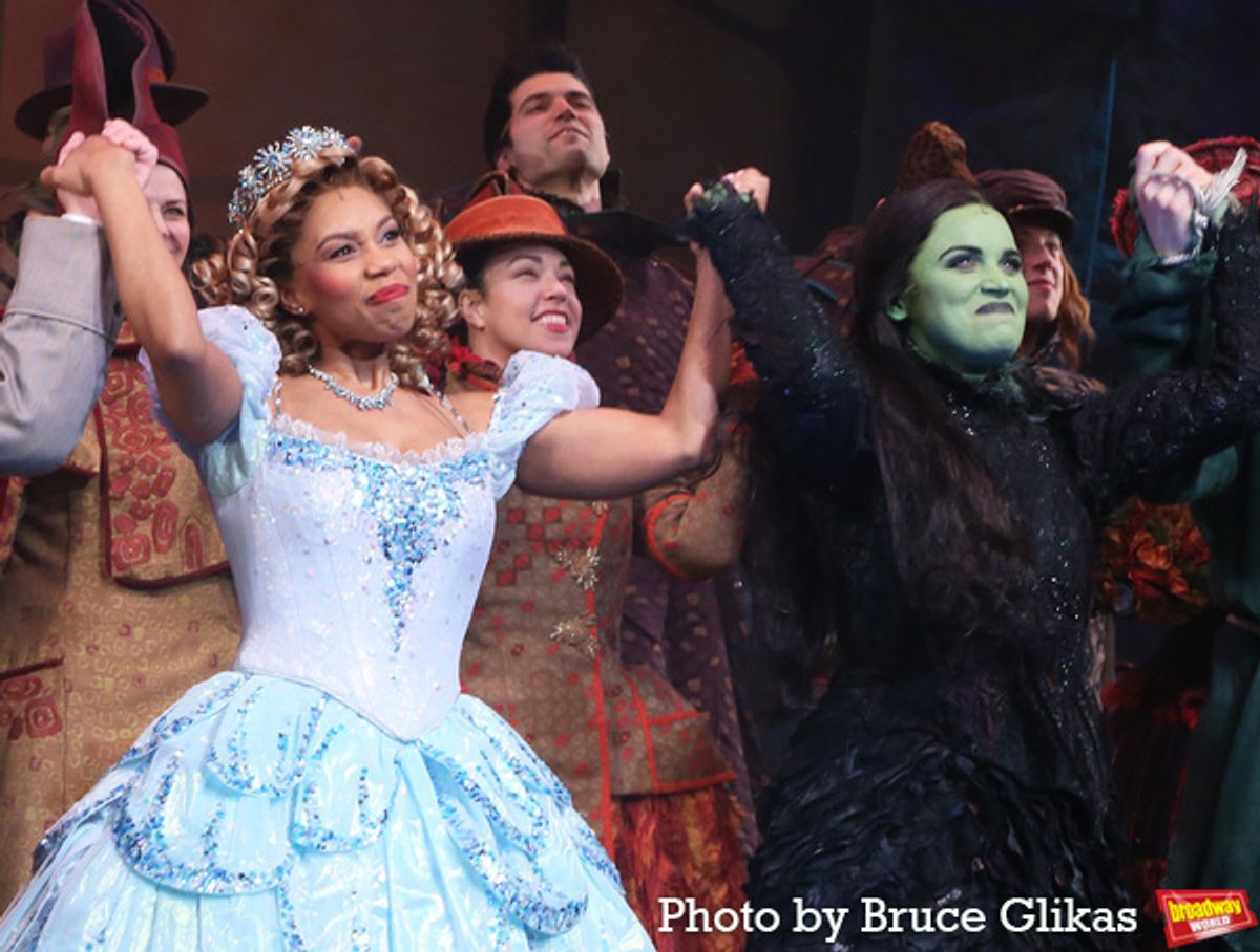 Brittney Johnson as 'Glinda' and  Lindsay Pearce as 'Elphaba' at 