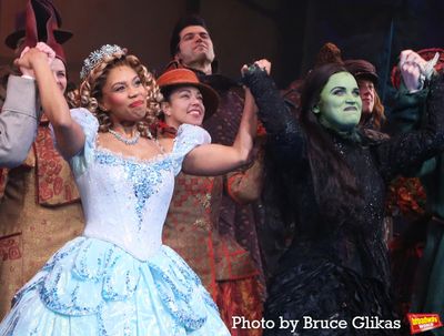 Brittney Johnson as "Glinda" and  Lindsay Pearce as "Elphaba" Photo