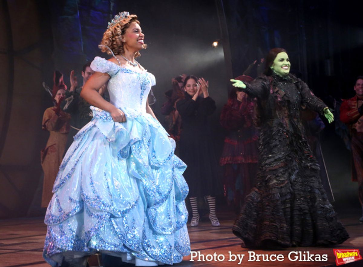 Brittney Johnson as 'Glinda' and  Lindsay Pearce as 'Elphaba' at 