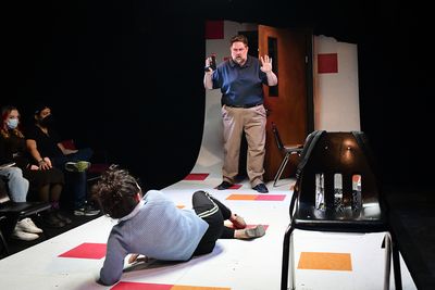  Zhanna Albertini and Christopher M. Walsh in Broken Nose Theatre’s world premiere  Photo