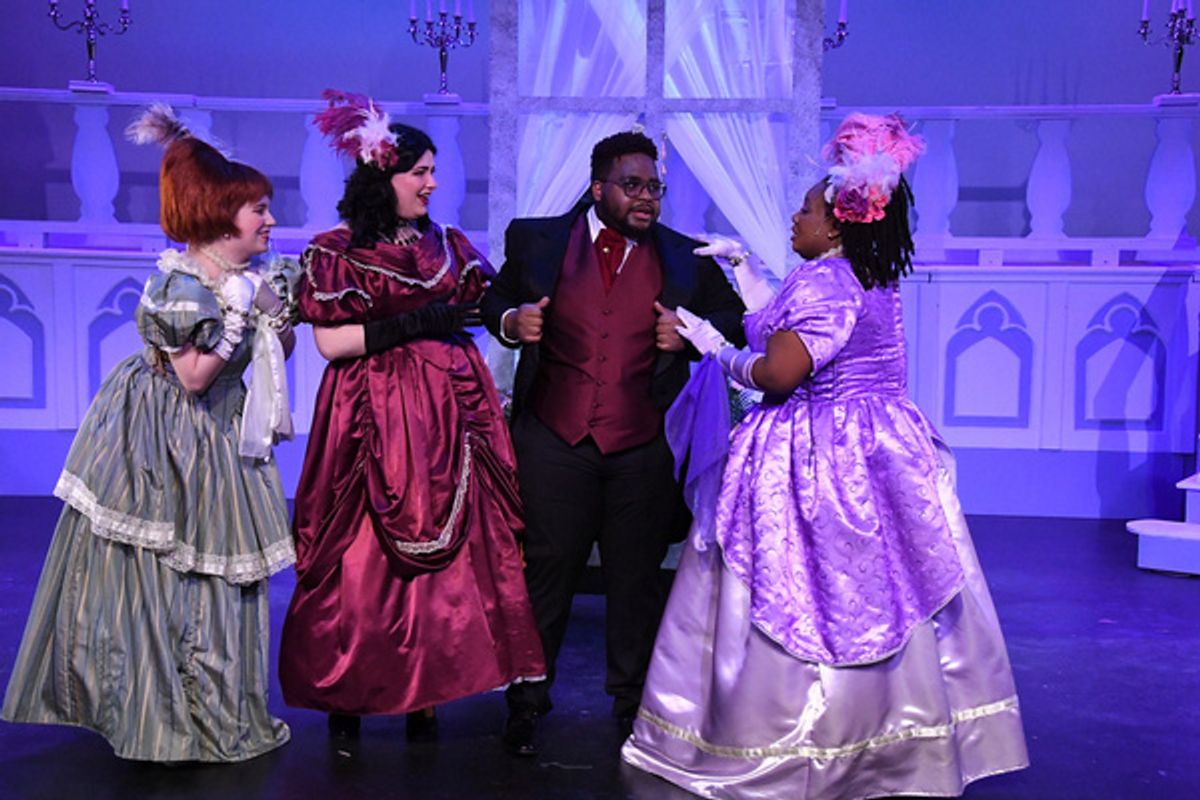 The stepfamily (Bailey Lund, Taylor O. Veer, & Nina Auburn) chase Lionel (Rickie Jones)    Photo By: Kris Ikejiri at Photos: GPAC's CINDERELLA ENCHANTED Opens At The Uptown Theater