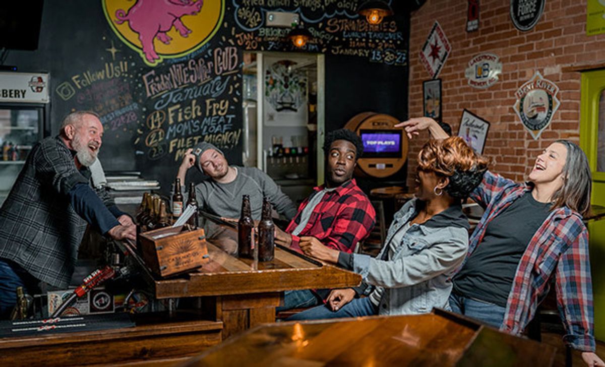 (from left) Randy Steinmeyer, Jordan Anthony Arredondo, Gage Wallace, Emmanuel K. Jackson, Shariba Rivers and Linda Gillum at 