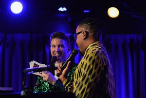Thomas March and Darrel Alejandro Holnes, celebrating the launch of Holnes? Stepmotherland at Thomas March?s Poetry/Cabaret, NYC?s ?variety salon?, Feb 25th, at The Green Room 42. @ BroadwayWorld Thomas March and Darrel Alejandro Holnes, celebrating the launch of Holnes? Stepmothe Photo