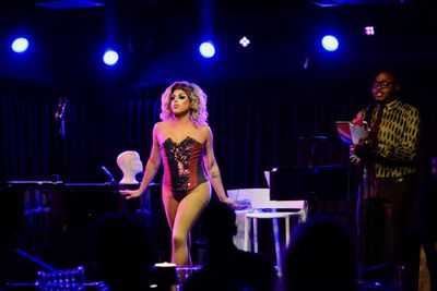 Lyra Vega and Darrel Alejandro Holnes, celebrating the launch of Holnes? Stepmotherla Photo
