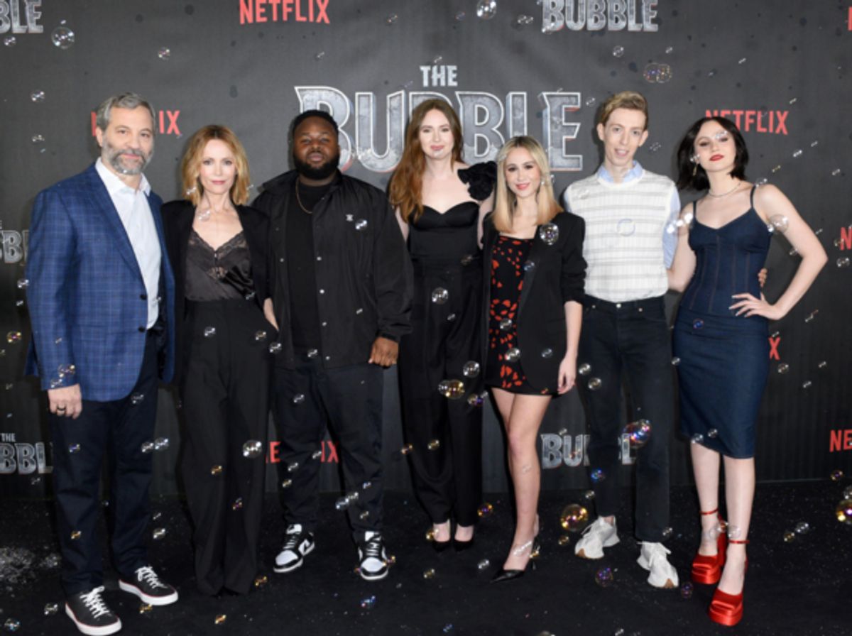 The cast of the upcoming Netflix comedy, The Bubble. at Photos: Inside Look at The Cast of Netflix's THE BUBBLE