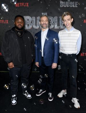 Samson Kayo, Judd Apatow, and Harry Trevaldwyn Photo