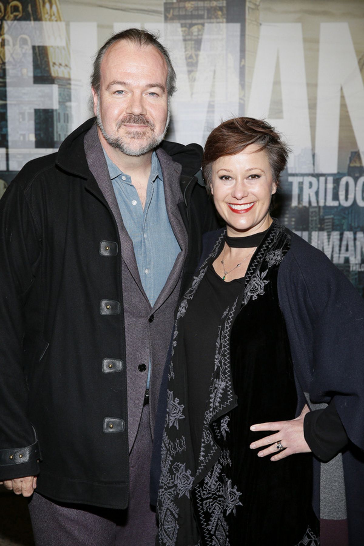 From left, actor Rob Nagle and casting director Heather Allyn arrive for the opening night performance of ?The Lehman Trilogy? at Center Theatre Group/Ahmanson Theatre on March 6, 2022, in Los Angeles at 